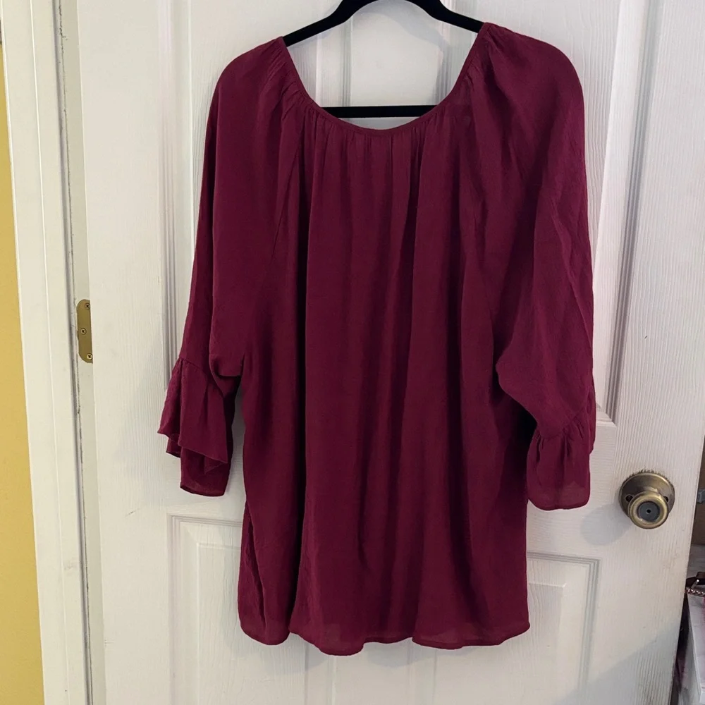 NY Collection Burgundy Blouse - Picture 3 of 4